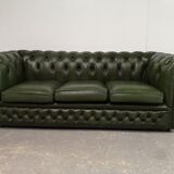 Chesterfield leather green sofa three seats