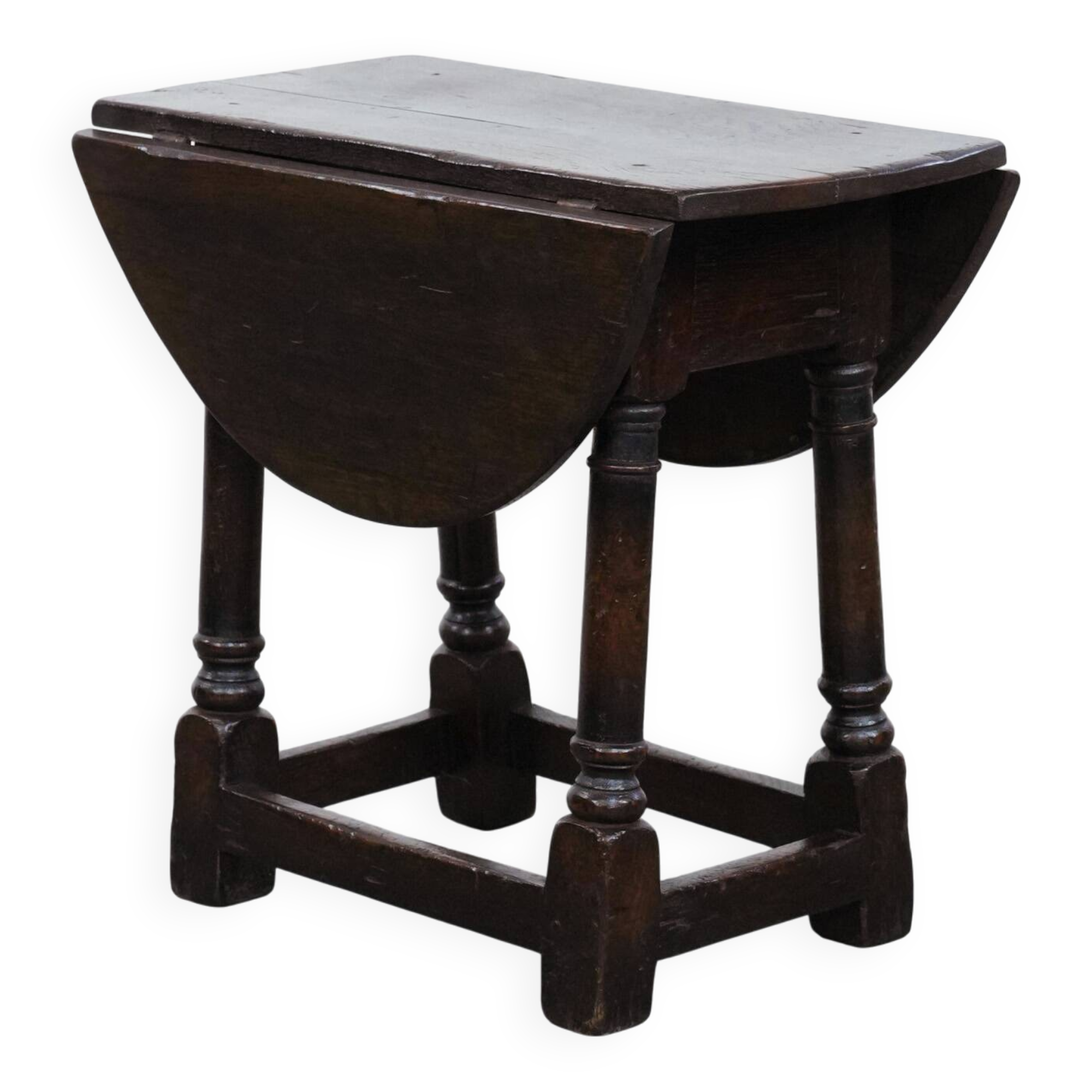 Tabouret anglais ancien à abattants, en chêne, datant du XVIIIe siècle