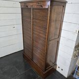 Solid oak double curtain filing cabinet