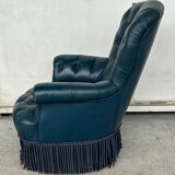 Armchair Napoleon III leather Chesterfield way, late nineteenth