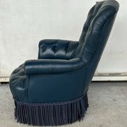 Armchair Napoleon III leather Chesterfield way, late nineteenth