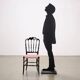 Vintage wooden chairs, foam and velvet, design, Italy, 1950s-1960s