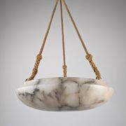 Timeless Art Deco pendant lamp in carved alabaster with black veins, 1920s