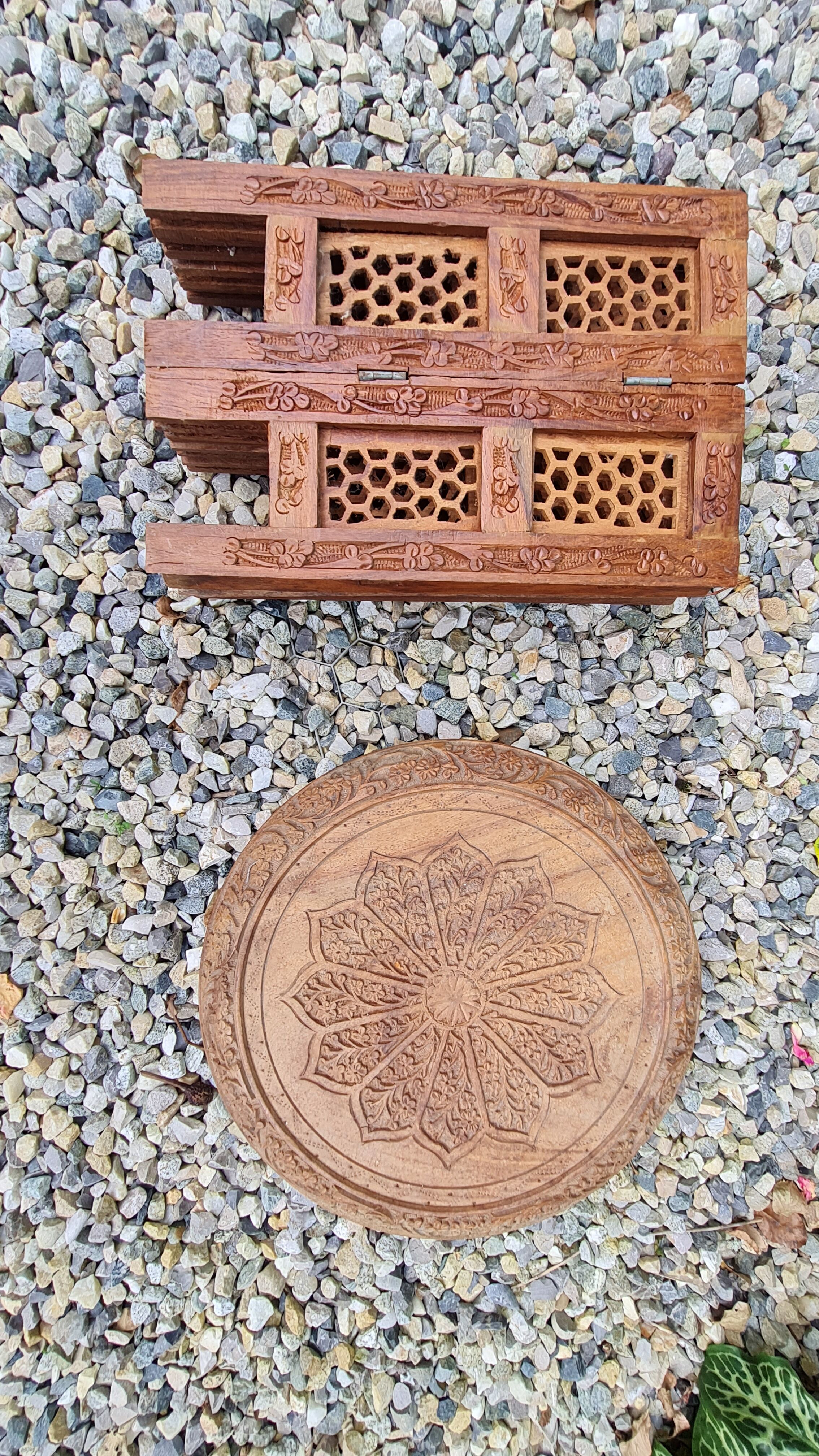 Folding wooden side table