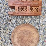 Folding wooden side table