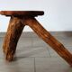 Vintage wooden brutalist stool or plant stand