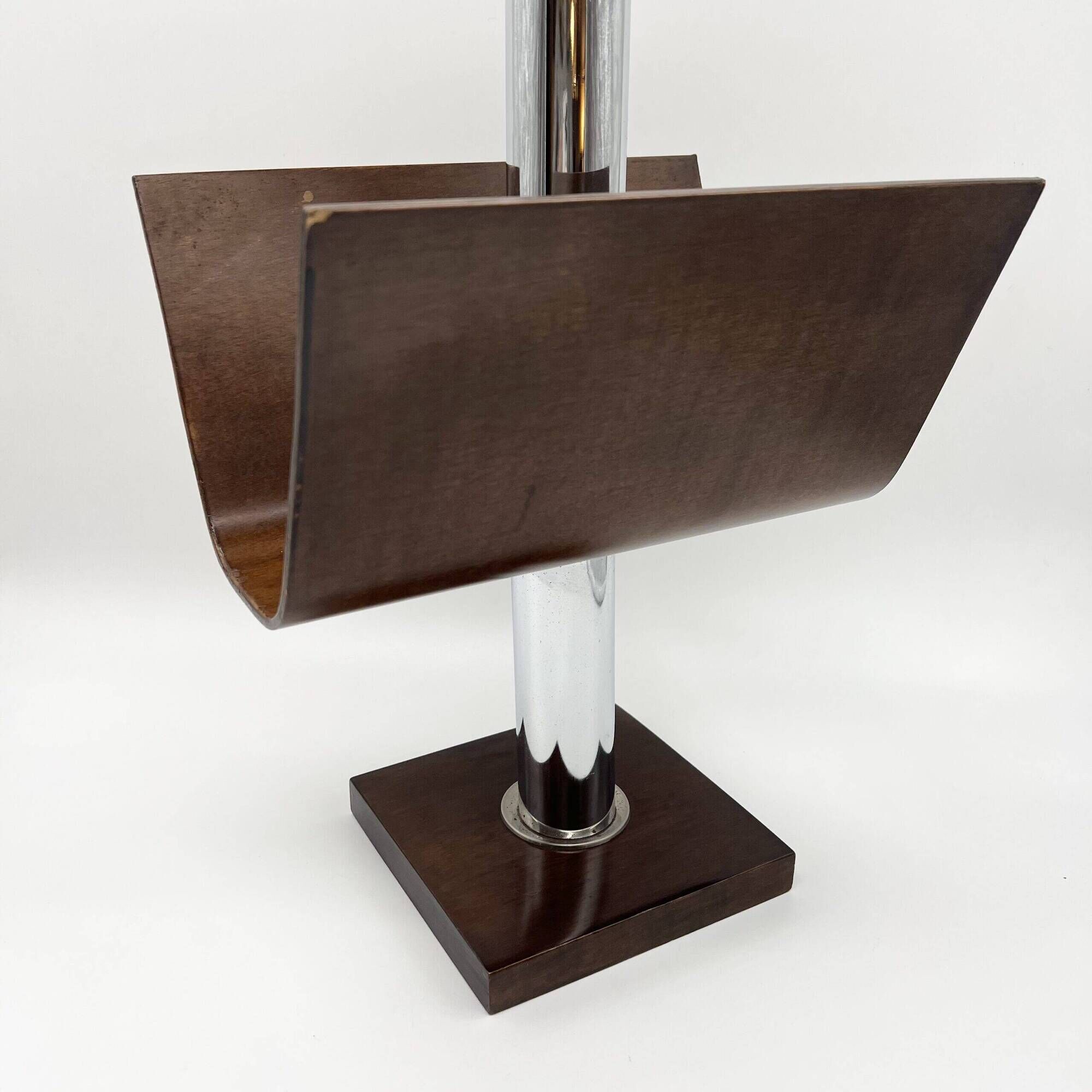 Magazine rack "Servizio da fumo" wood/metal — Italy, 1970s