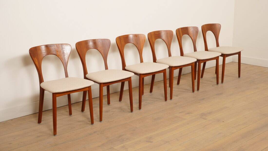 6 x dining chair | Koefoeds Hornslets | Niels Koefoed | Model Peter | Teak