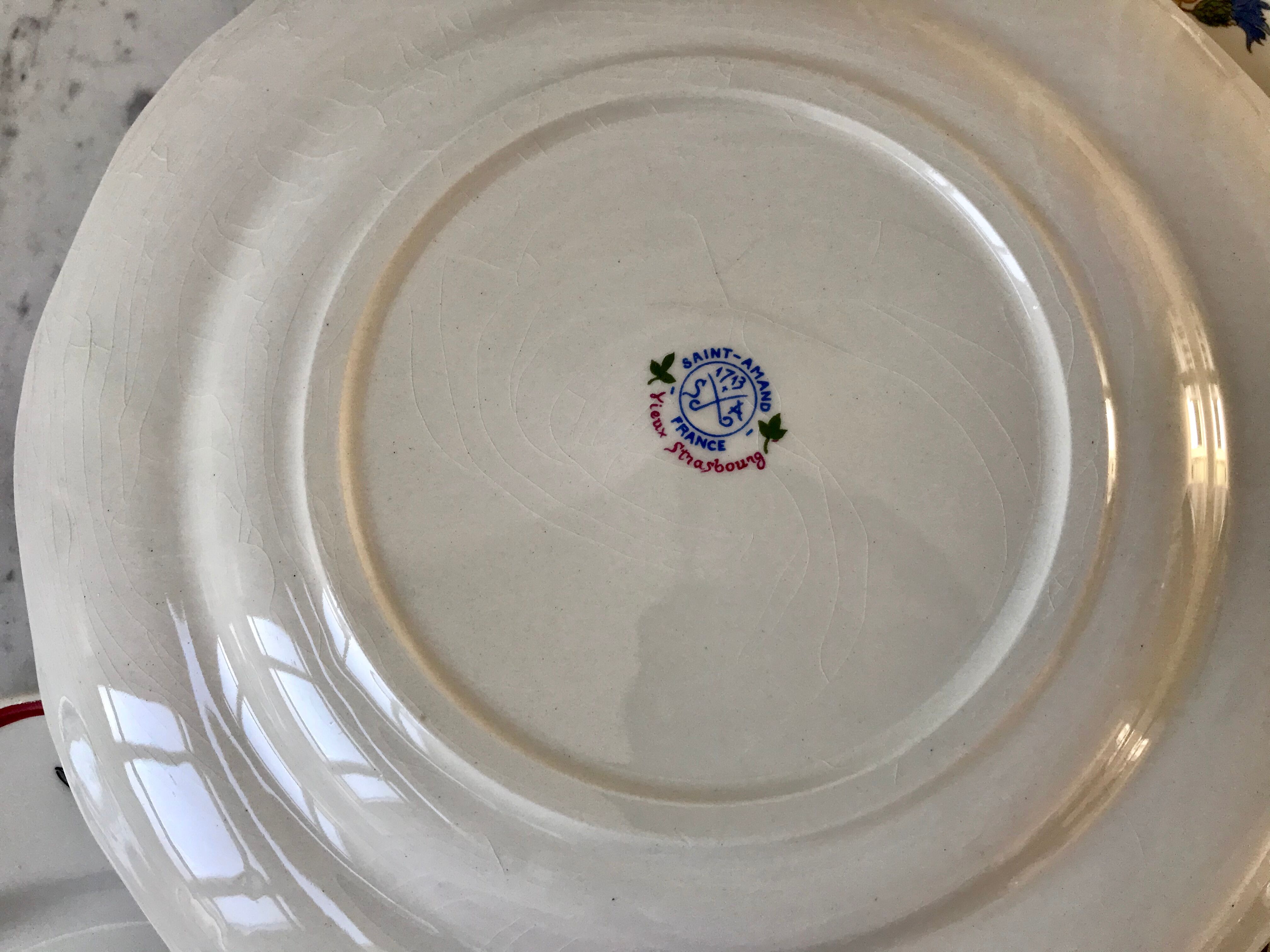 Set of 5 flat plates mismatched Digoin Sarreguemines and Saint-Amand 60s
