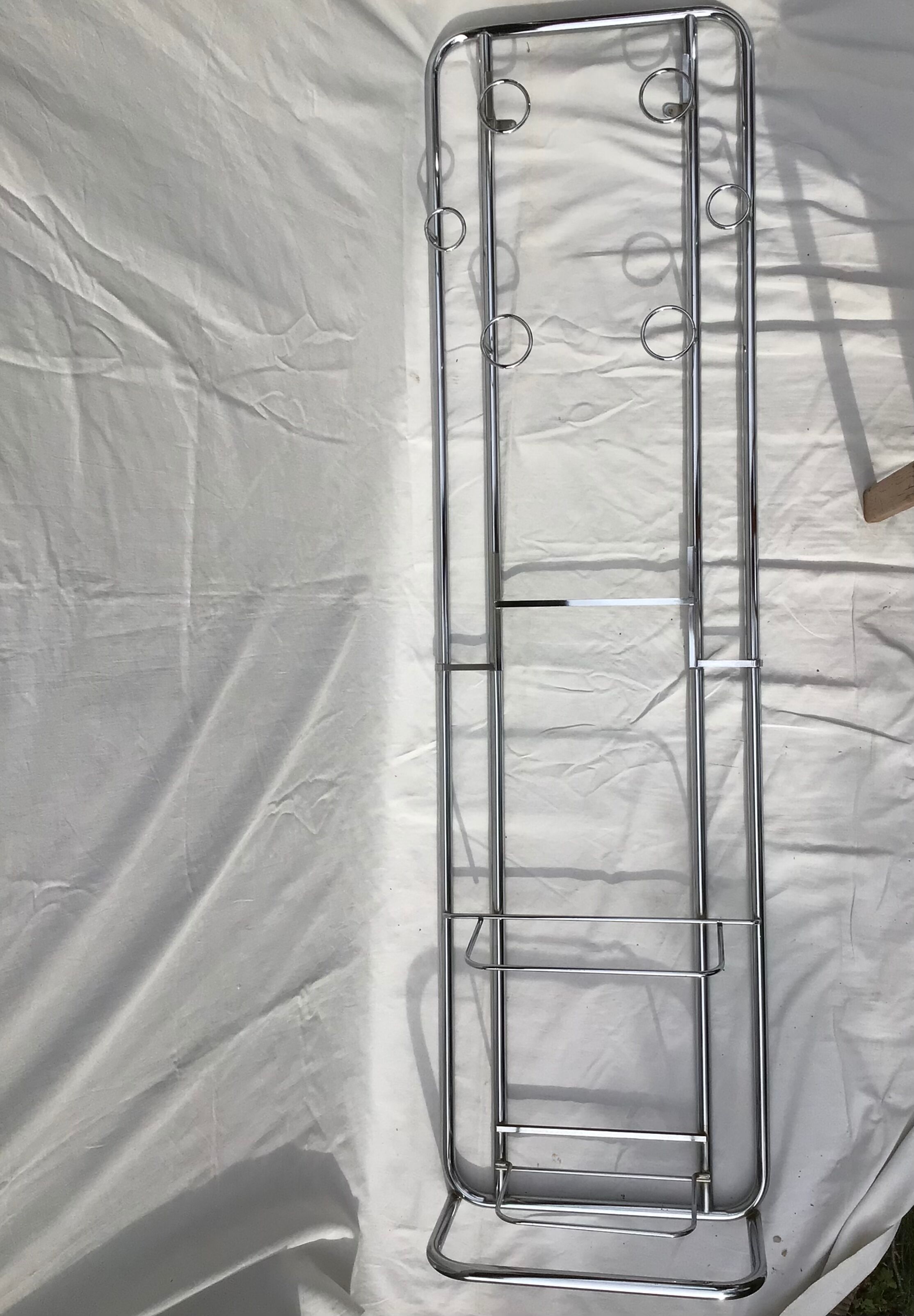 Chrome tubular cloakroom coat rack