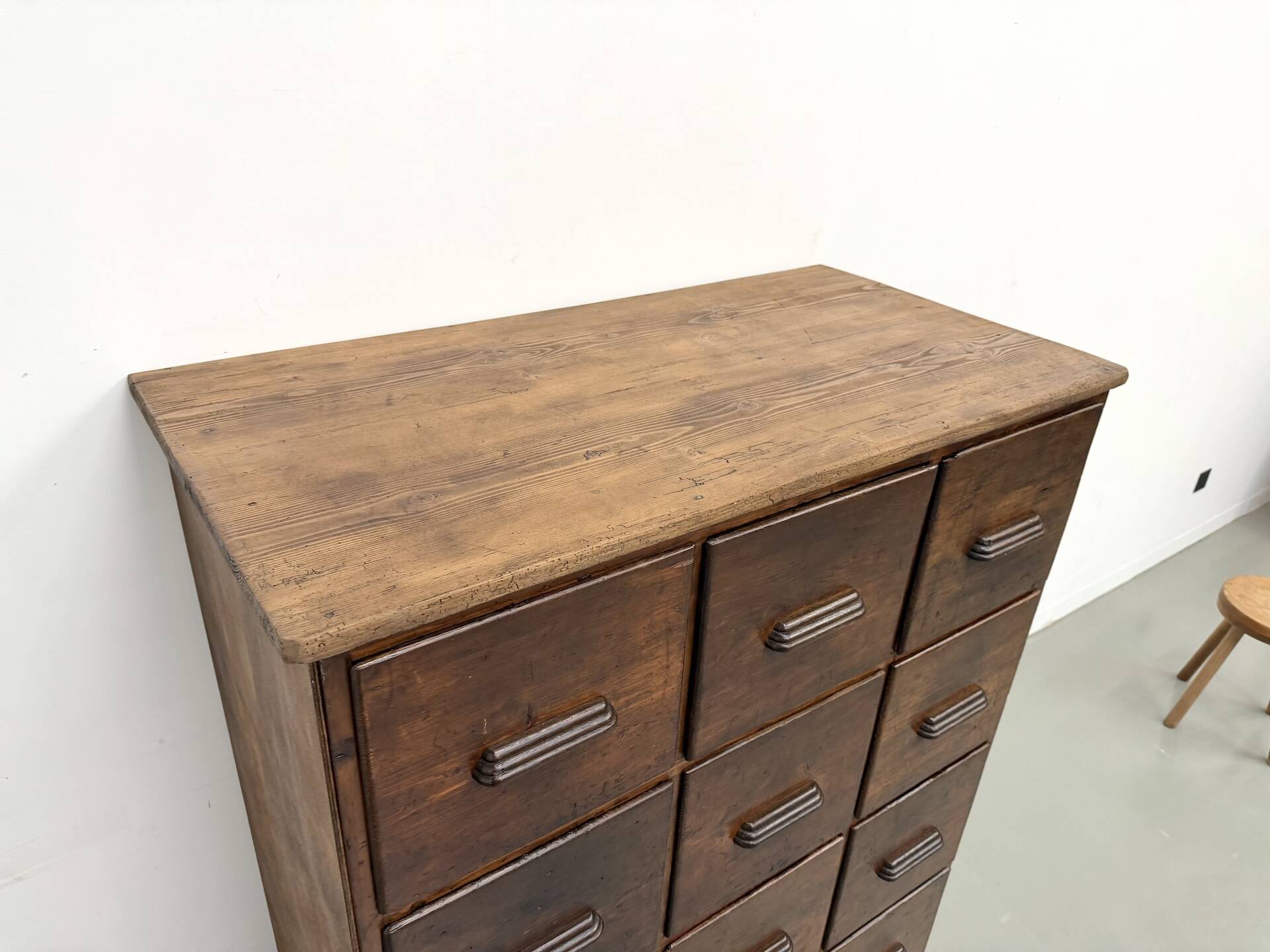 Meuble de métier ancien à 12 tiroirs, circa 1900