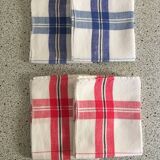 4 red and blue mixed tea towels