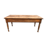 Antique cherry farmhouse table with 2 drawers and 1 pull-out