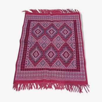 Tapis kilim berbère rouge fait main en pure laine 170x124cm