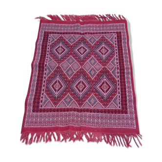 Tapis kilim berbère rouge fait main en pure laine 170x124cm