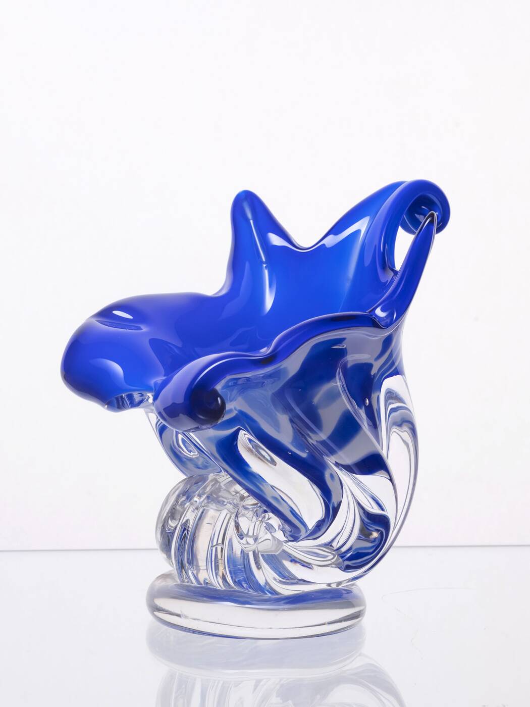 Blue Hand-Shaped Glass Vase, 1970s