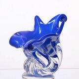 Blue Hand-Shaped Glass Vase, 1970s