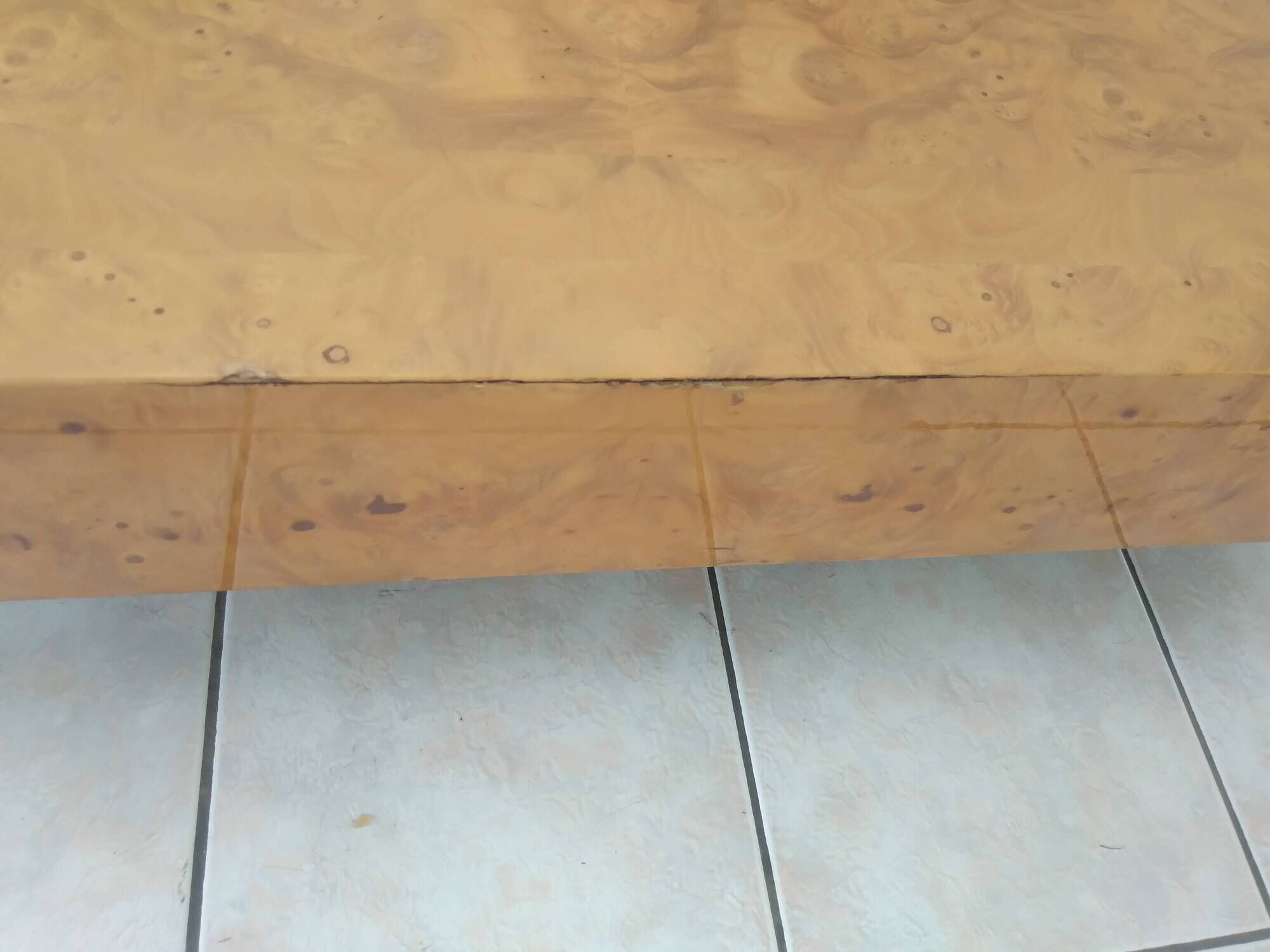 Table basse bois de loupe Jean Claude Mahey Roche Bobois