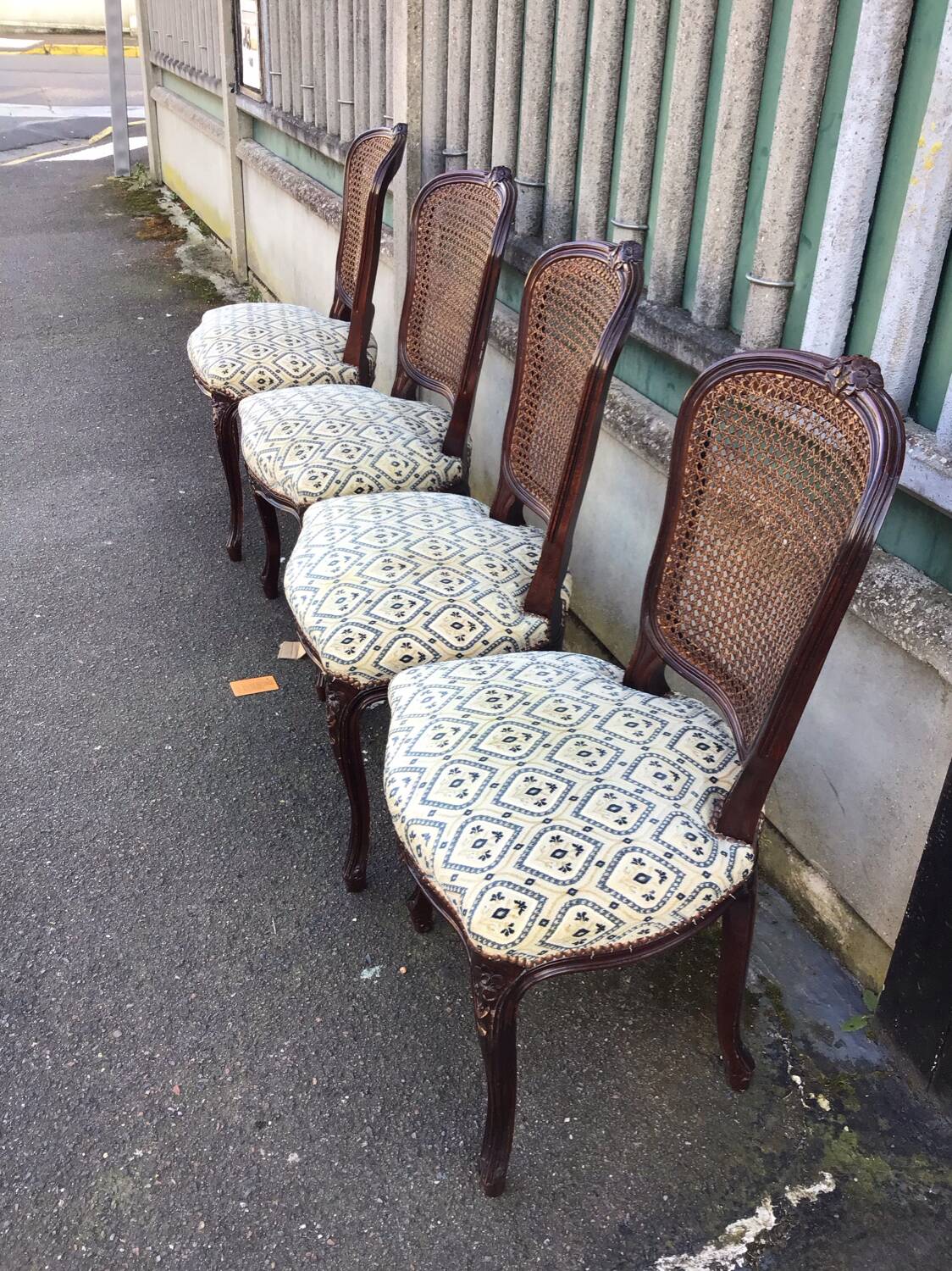 4 Louis XV style chairs with caned backs