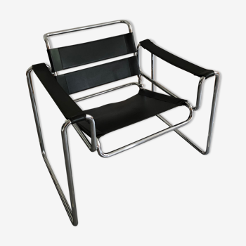 Fauteuil vintage chrome et cuir 70/80