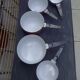 5 orange flower pans enamelled Aubecq