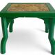 Antique Painted Accent Table with Vintage Floral Top, Bohemian Style
