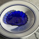 Set of 4 Italian deep plates Ceramica Quadrifoglio with blue rim D22