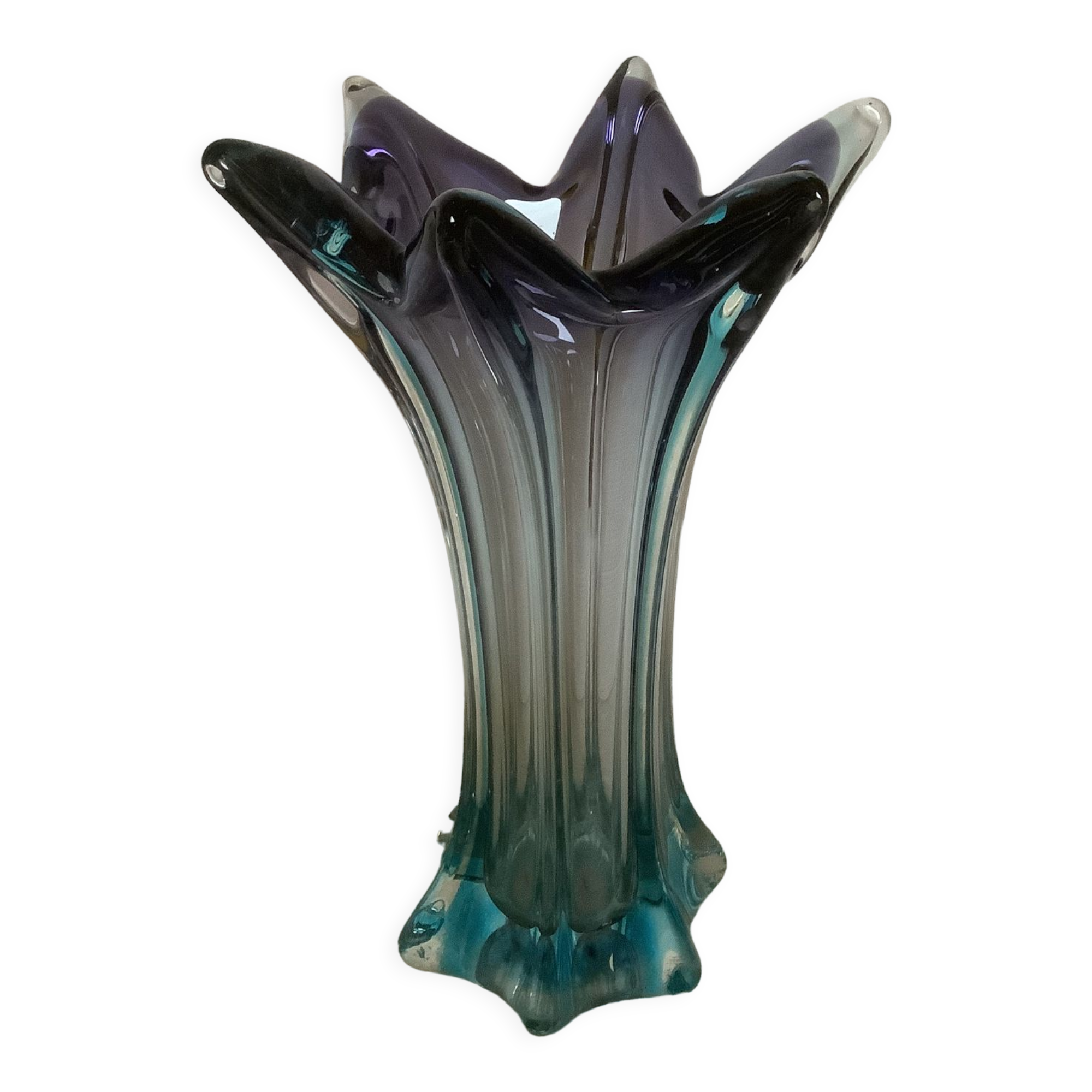 Vase flower star glass Murano bicolor