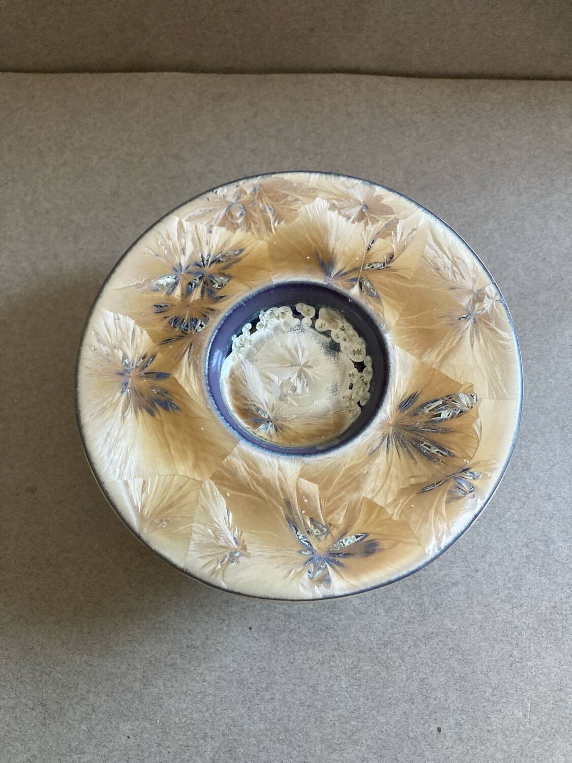 Ceramic candle holder in crystalline glaze