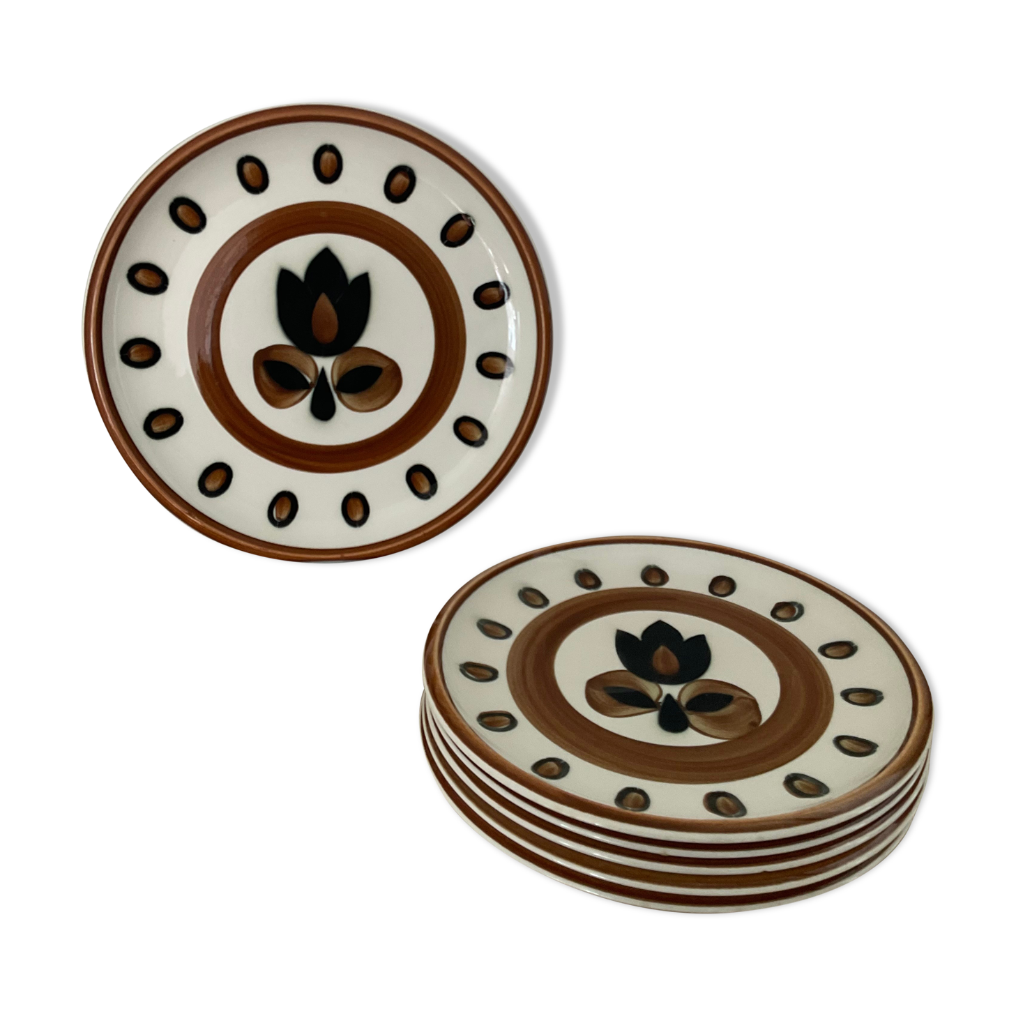 Série de 6 assiettes Boch modèle Kimono années 60