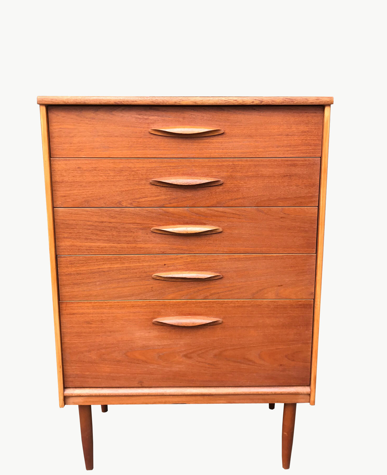 Tall teak chest of drawers from the 1960s