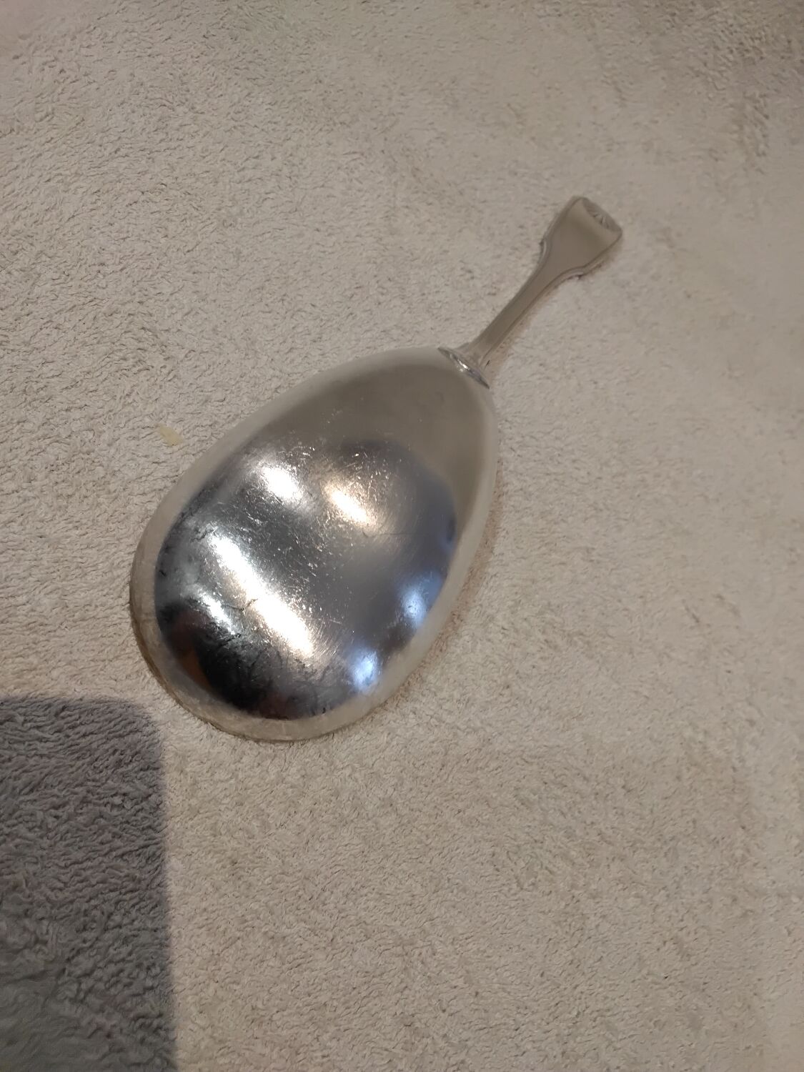 Silver plated rice serving spoons, Christofle Vendome, 25cm