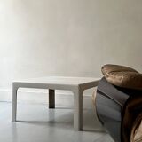 Square coffee table from Prisunic in white fibreglass, 1970s design.