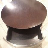 Design coffee table in brushed steel and wood