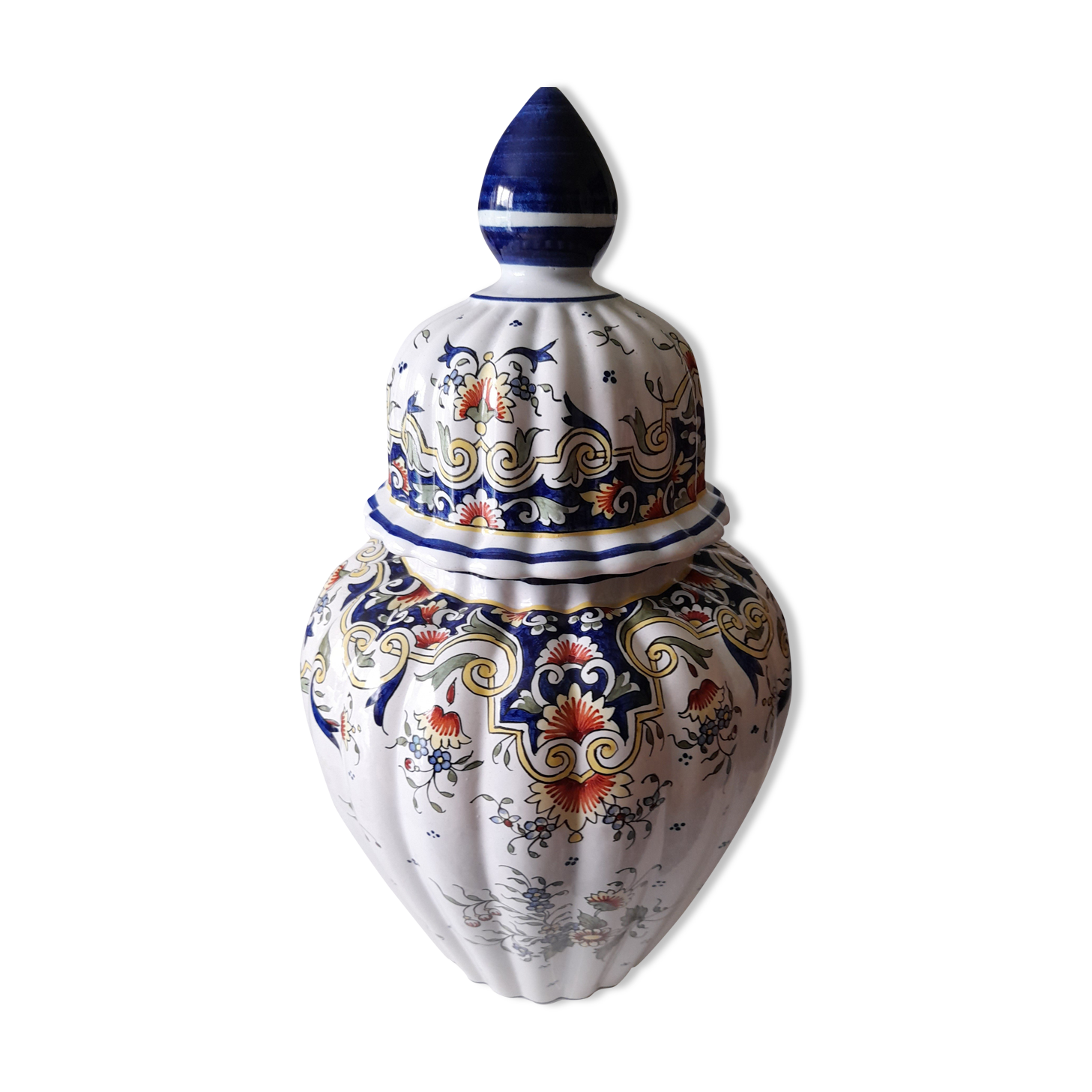 Potiche vieux rouen decor handmade