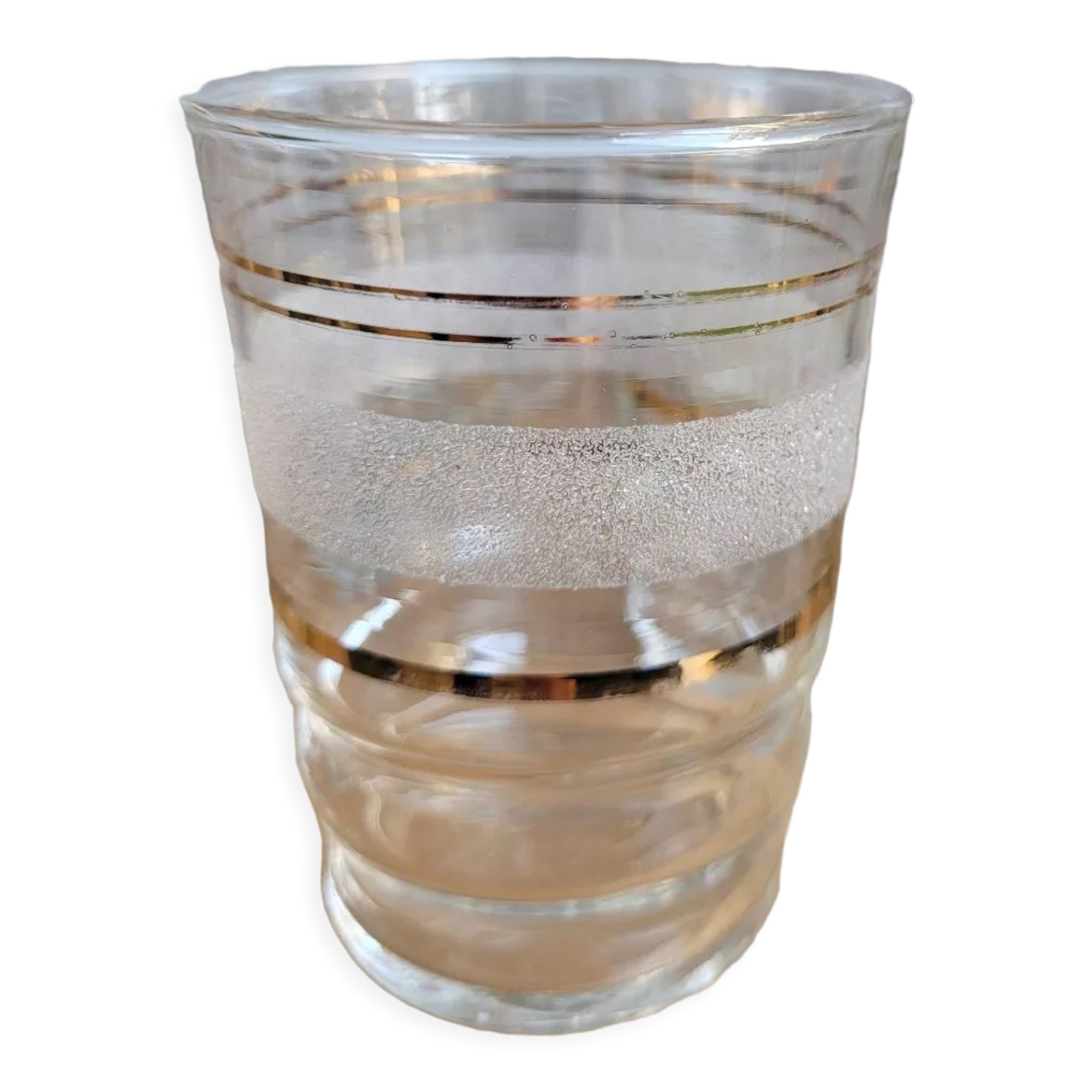 Set of 11 granite glass cups and golden edging