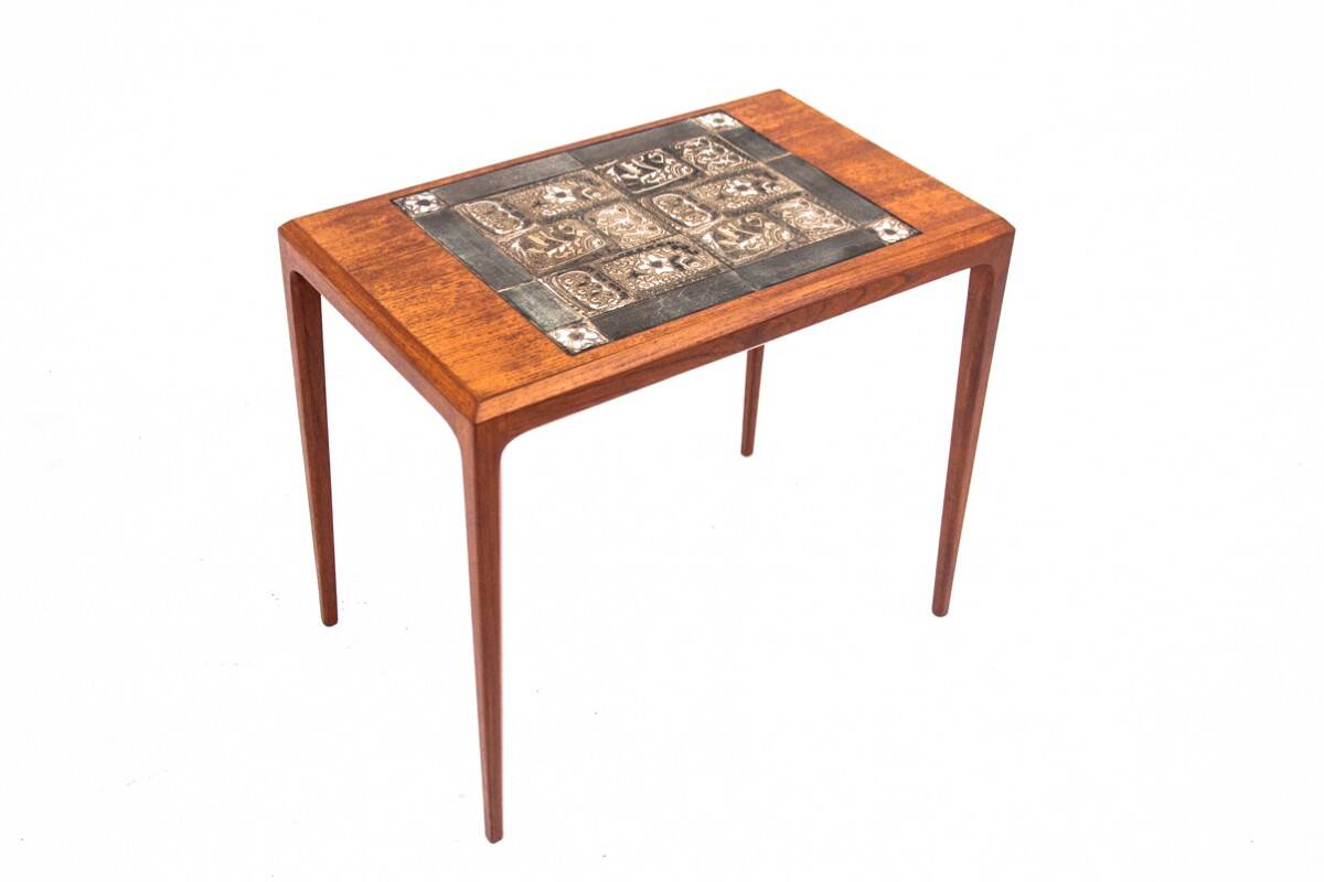 Side table with ceramics, Denmark, 1960s. After renovation.