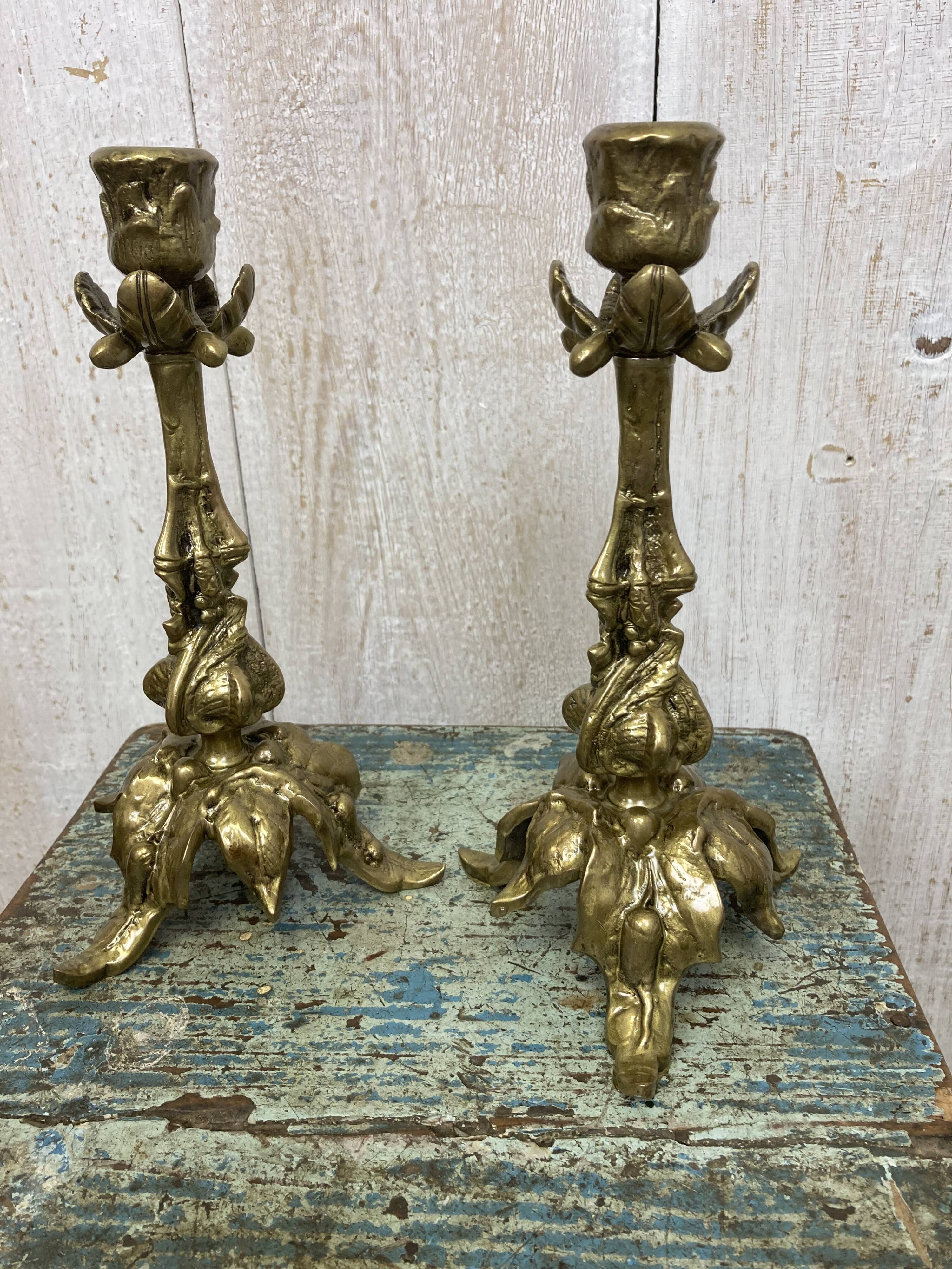 Pair of antique candle holders