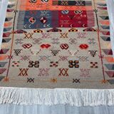 Unique and medium berber kilim, red rug, moroccan kilim, decoration rug