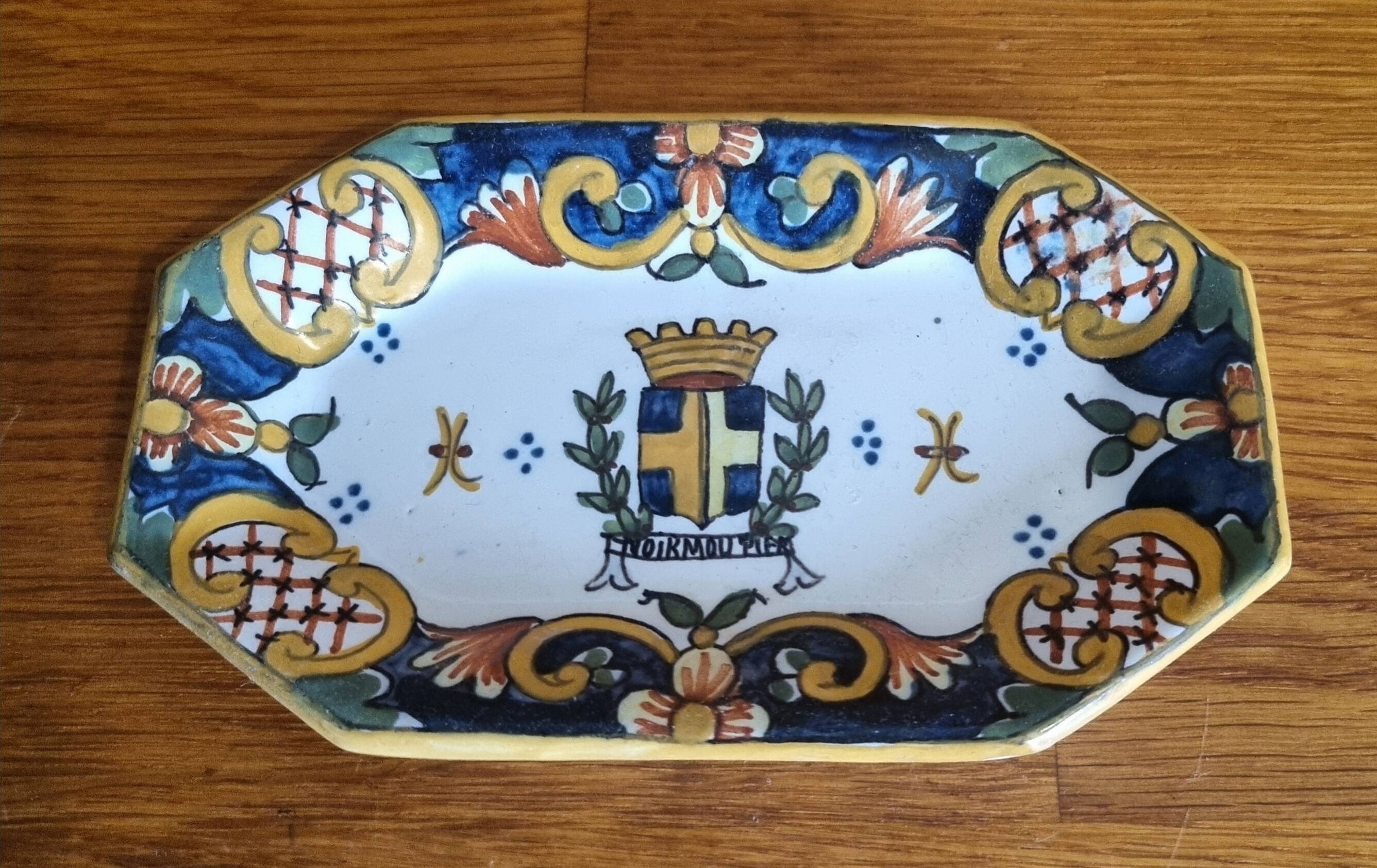 Old earthenware storage tray from Desvres Henri Delcourt, Rouen decor 1930
