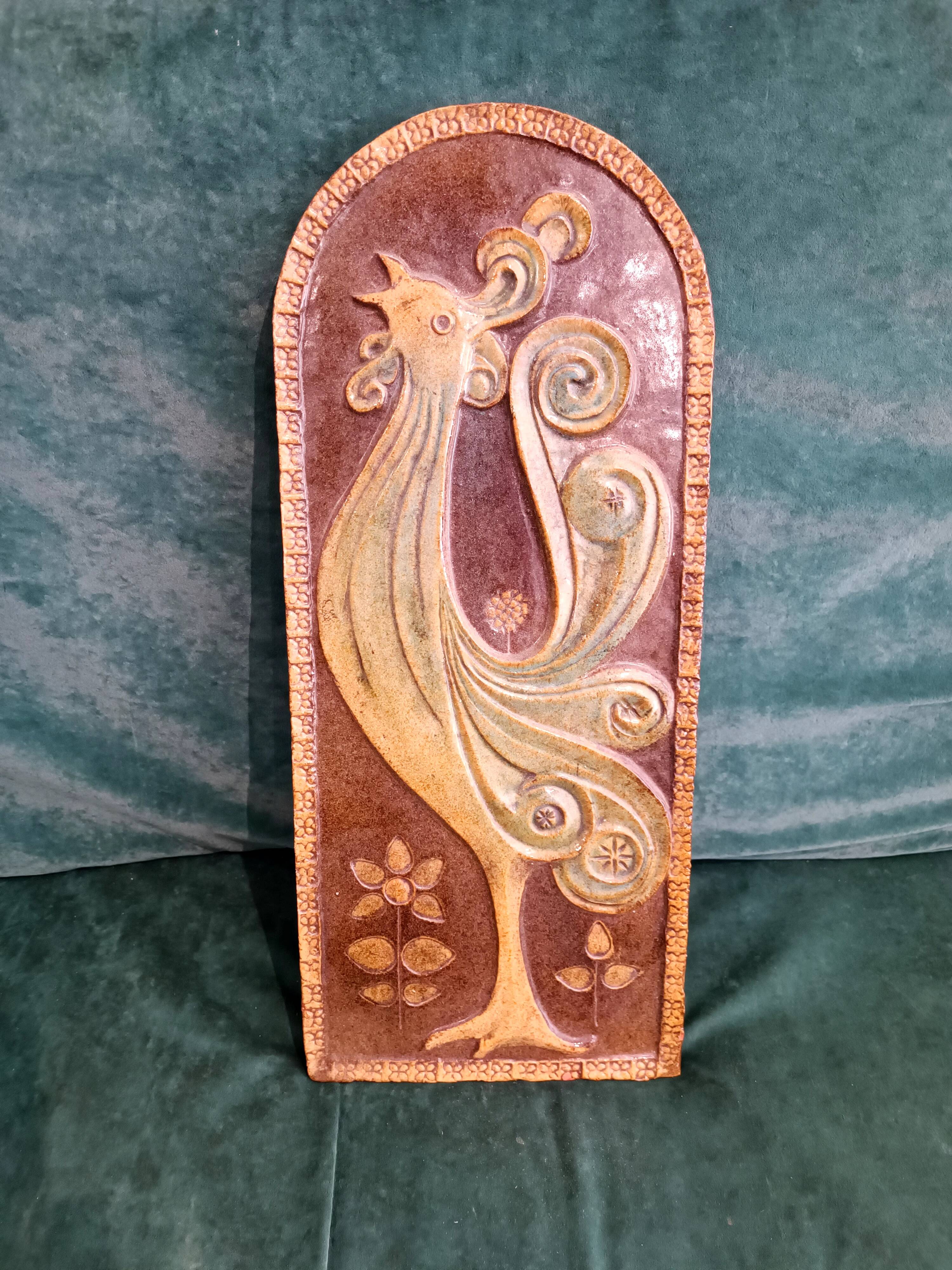 Art pottery with a rooster