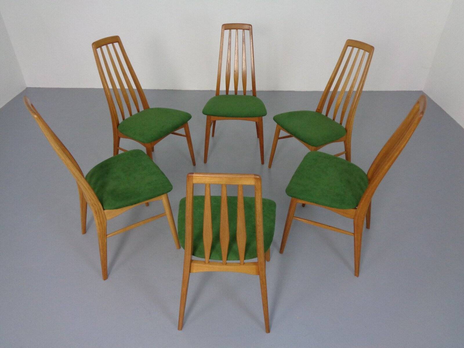 Eva dining chairs in teak by Niels Koeefoed for Hornslet Møbelfabrik, Denmark, 1960s, set of 6.