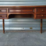 Louis Philippe style center-middle minister's desk in wood and leather
