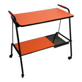 Desserte vintage orange métal perforé