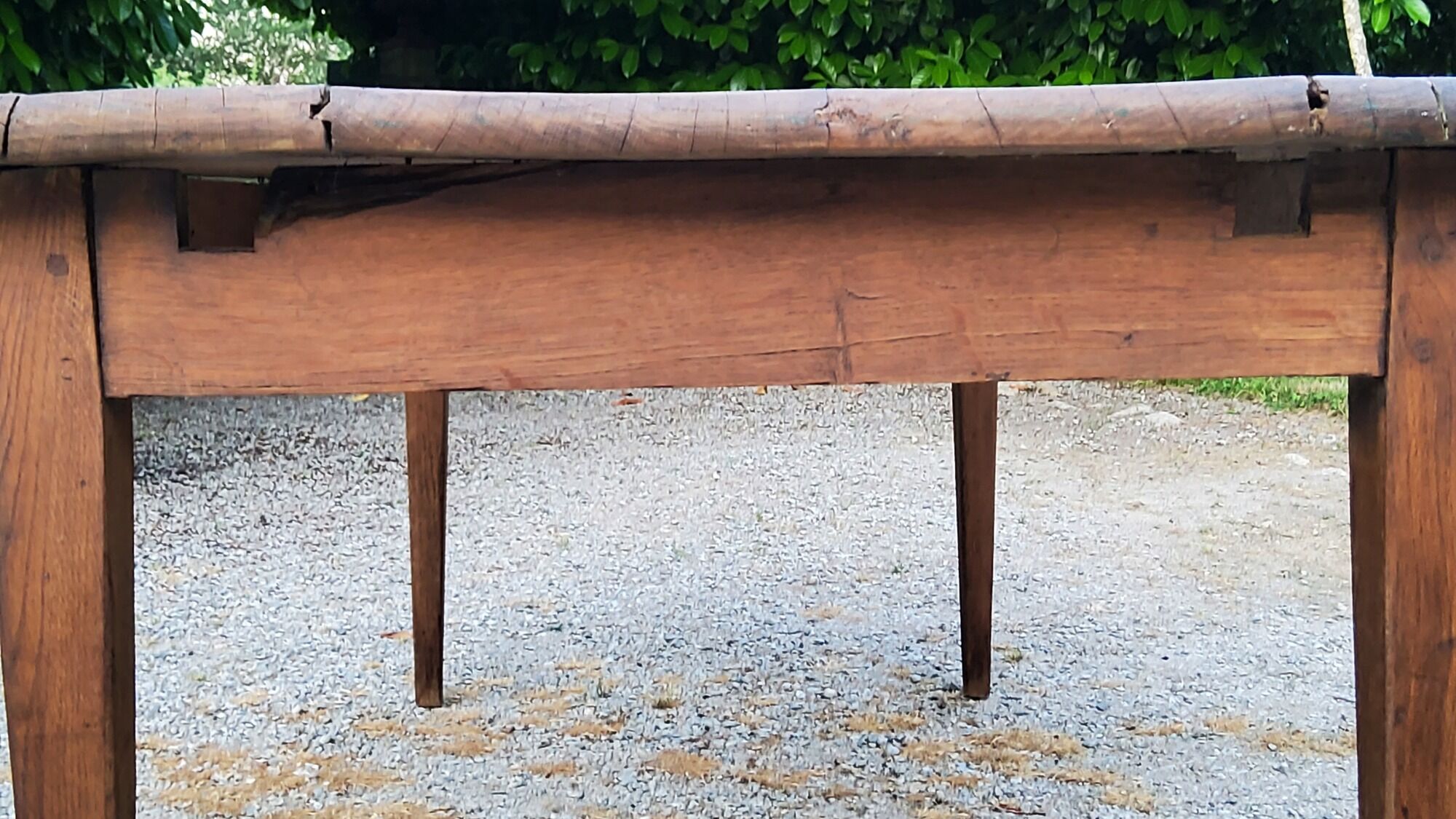 Oak farmhouse table nineteenth century feet spindles 2 drawers 199cm