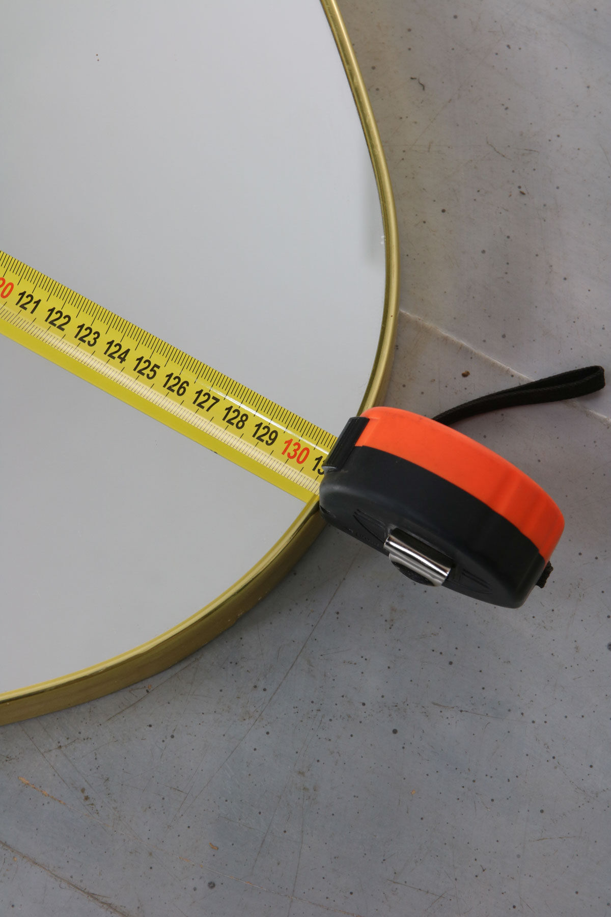 Vintage oval golden frame mirror, 70s