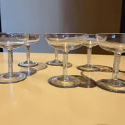 8 blown glass champagne coupes from the 19th century