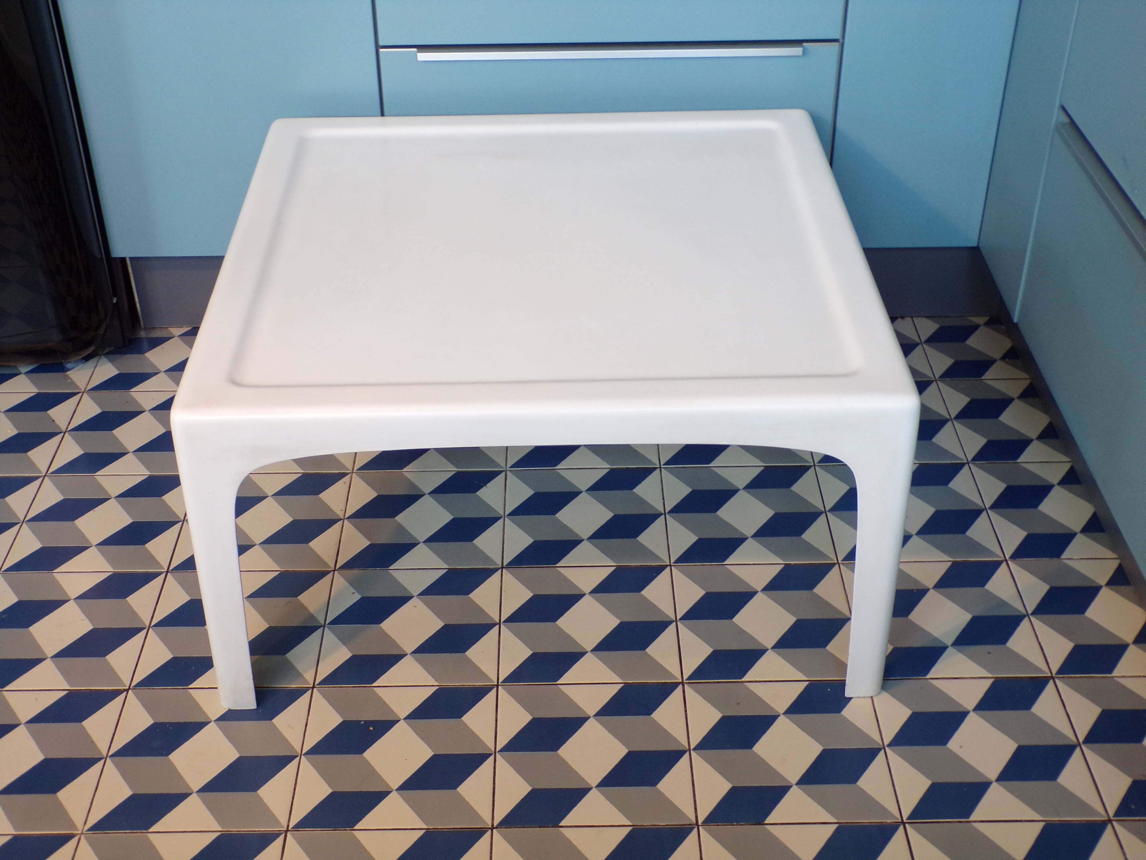 1970s square fiberglass coffee table