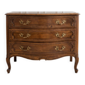 Commode galbée style Louis XV en bois massif – 3 tiroirs
