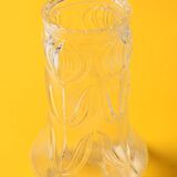 Vintage Pressed Glass Vase / Mid-Century Floral Pattern / Glass Union 1960s